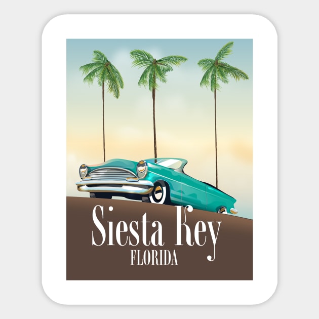 Siesta Key Florida travel poster, Sticker by nickemporium1